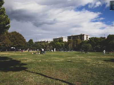 Una volta dentro ci ritroviamo davanti al grande prato centrale su cui prendono posto persone intente a prendere il sole, a giocare a calcio o a improvvisare picnic